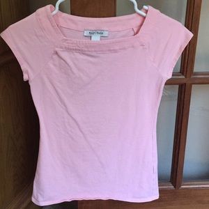 Square neck fitted cap-sleeve tee